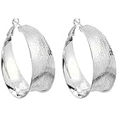 Chunky Geometry Gold Hoop Earrings for Women Wide Silver Hoop Earrings Large Big Flat Huggie Hoop Earrings Trendy Hypoallergenic Gold Statement Earrings Jewelry Gift