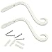 Hand Forged Wall Mounted Hook, 2-Pack, 6 Inch Curved White For Bird Feeders & Houses Planters Lanterns Wind Chimes Hanging Baskets Ornaments String Lights, As Wall Brackets & More!