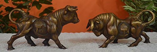 Real Expo Beautiful Set Of 2 Decorative Bull Statues Depicts Chinese Symbols On Their Body
