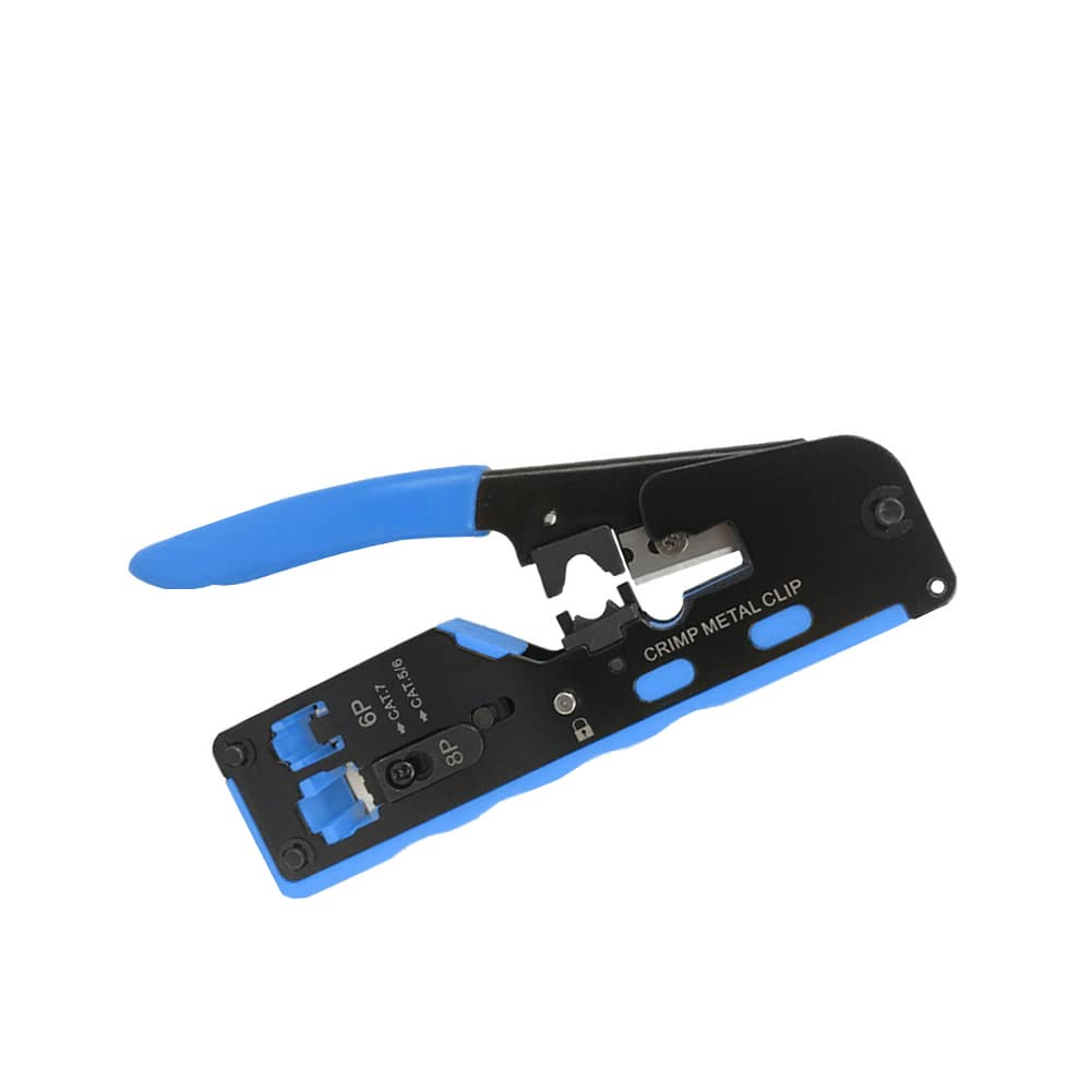 RJ45 Pass Through Crimp Tool, RJ45 Cat5 Cat6 Cat7 Crimping Tool, RJ11 Crimping Tool, Ethernet Network Cable Crimper Stripper, Modular Crimping Equipment Mini Tool Pliers
