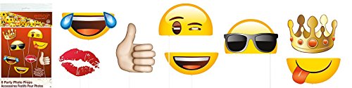 Emoji Tableware Party Pack with Dinner Plates, Dinner Napkins, Dessert Plates, Beverage Napkins and Cups PLUS Emoji Photo Props