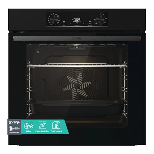 Gorenje BPS 6737 E02B Einbau-Backofen, 77 Liter, Pyrolyse, Heißluft, ExtraSteam, Gentle Close & Open, AirFry, PerfectGrill, PizzaMode 300°C, ChildLock
