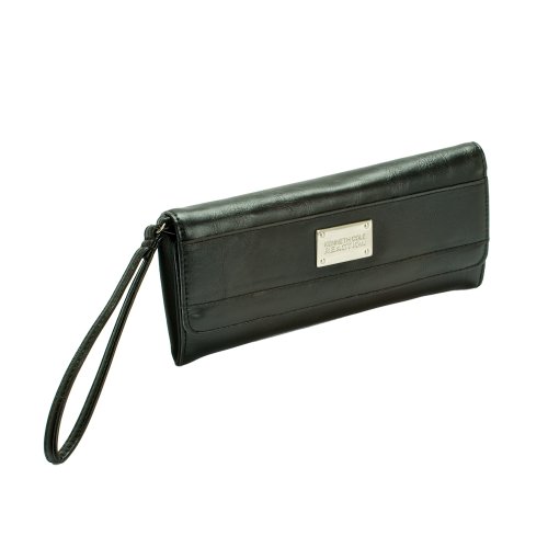 Kenneth Cole Women's Leather Wristlet Clutch Wallet (Black)