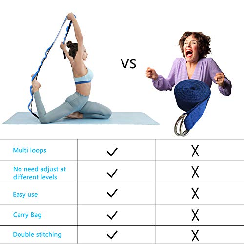 image for KerKoor Yoga Stretch Strap, Multi Loops Adjustable Exercise Band for S