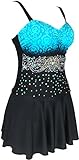 DANIFY Women's One Piece Plus Size Pin up Swim dress Cover Up Tankini bathing suit