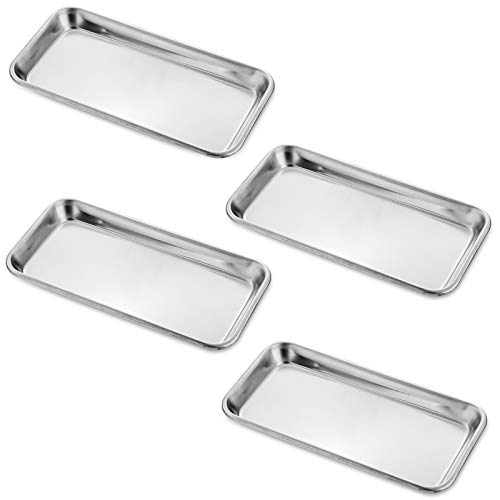4 Pack Small Surgical Tray, GUCTOP 201 Stainless Steel Tray with