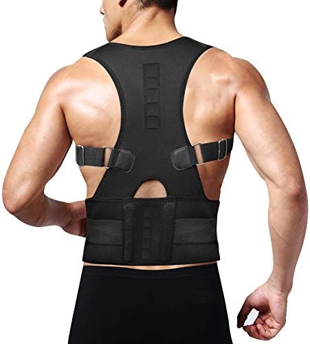 Posture Corrector Back Brace, Clavicle Shoulder Support Brace for Upper Back Pain Relief, Adjustable Lumbar Support Belt for Lower Back Pain, Improves Humpback Posture Men & Women (Black, Small)