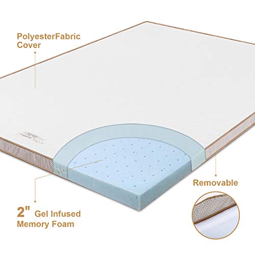 BedStory 2 Inch Mattress Topper, Gel Infused Memory Foam Mattress