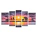 VASTING ART Hand Painted Modern Abtract Framed Canvas Wall Art Oil Paintings Sunset Ready to Hang for Living Room Wall Decor
