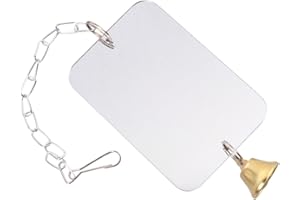 TOMETURE Parrot Cage Hanging Mirror with Bell 8X12Cm Bird Swing Cage Decor for Pet Birds