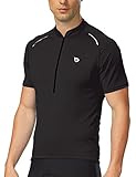 Baleaf Men's Half-Zip Short Sleeve Cycling Jersey Black Size M