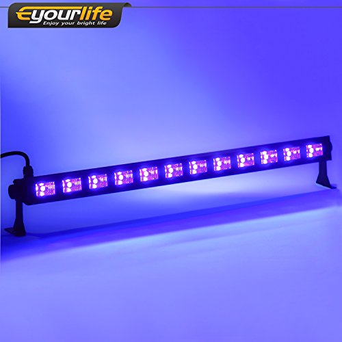 image for Eyourlife UV Black Lights 36W 12 LED Blacklight Effect Bar for Party D