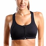 La Isla Women's Zipper Front Wire Free Non Padded Racerback Tech Pro Sports Bra