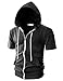 Ohoo Mens Slim Fit Short Sleeve Lightweight Zip-up Hoodie With Kanga Pocket/DCF007-CHARCOAL-L