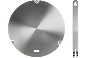 Grourarty 10.2inch Stainless Steel Induction Adapter Plate, Heat Diffuser, Detachable Handle, for Milk Coffee Cookware, Moka Pot, Espresso Maker