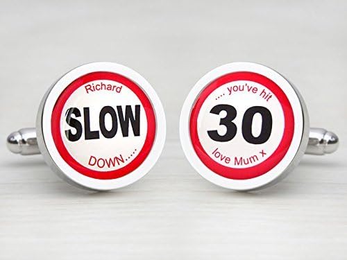Personalized Road Sign / Speed Sign - Round, Birthday Cufflinks