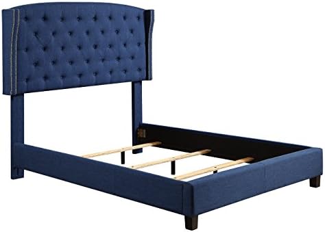 Millbury Home Romana Linen Upholstery Platform Bed, Queen, Navy