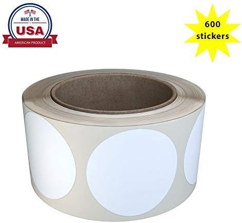 White Round Circle Sticker 2 inch Diameter Dot Labels Roll Circle Stickers - 5cm (50mm) - 600 Pack by Royal Green - Image 3