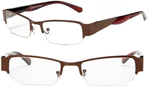 Light Weight Spring Hinge Half Rim Magnification Metal Frame Reading Glasses RX Strength +1.00 +1.50 +1.75 +2.00 (Bronze, 1.75 x)