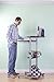VIVO Mobile Height Adjustable Table, Stand Up Desk with Storage, Computer Workstation Rolling Presentation Cart, CART-V02D