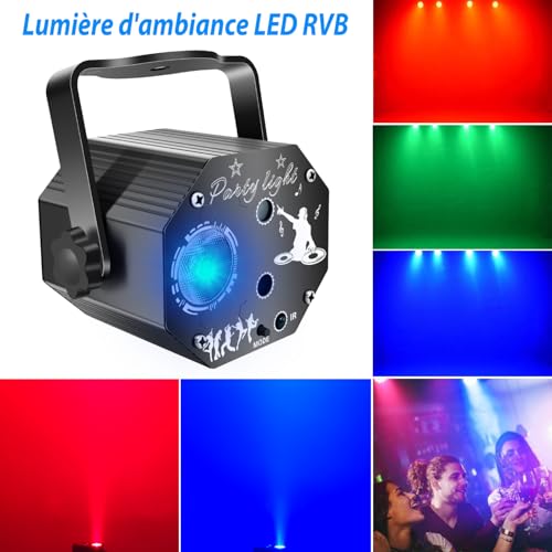 LED Disco Ball with 72 Projection Patterns, Light Sets for Party RGB Multicoloured, Party Projector with Remote Control and Voice Control, Strobe Effect for Birthday, Wedding, Christmas, Bar