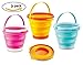 Large Foldable Pail Bucket Set of 3 Collapsible Buckets Multi-Purpose for Beach, Camping Gear Water and Food Jug, Dog Bowls, Cats, Dogs and Puppys, Camping and Fishing Tub (1.5 Gallons / 5 Liters)