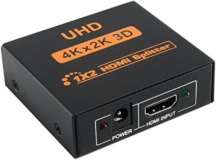 1 in 2 out HDMI Powered Splitter Amplifier 4k 2 ports for 3D HDCP HDTV, PS3/PS4, Xbox One, DVD, Blue-ray Compatible with Mac &amp; Windows