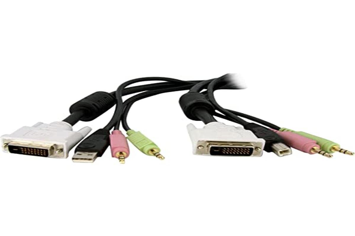 StarTech.com 4-in-1 Cable for KVMs with Dual Link DVI and USB - Audio & Microphone Cables Built-in - 6ft (2m) (DVID4N1USB6) — image 1