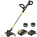 TECCPO String Trimmer, 20V 2Ah Lithium Ion, 2 16ft Nylon Thread Spool, Automatic Feed Spool, 12in Cutting Swath, Cordless Professional Grass Trimmer/Edger, Battery and Charger Include - TDLT02G primary