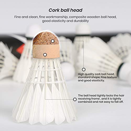 Nalax Badminton Birdie,12-Pack Professional Duck Feather Badminton Shuttlecocks Feather Ball With Great Durability Stability and Balance,Suitable for Professional Training Or Family Outdoor Sports