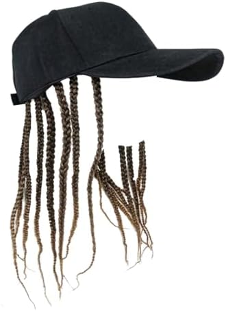 MIPPER Long Braid Fake Hair Baseball Cap Toupee Sun Visor Hat Men