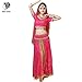 Women's Belly Dance Chiffon Bollywood Costume Indian Dance Outfit Halloween Costumes with Coins 5 Pieces Sets(Rosy, Medium)