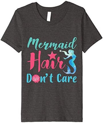 Kids Mermaid Hair Don't Care Posh T Shirt for Women and Girls 8 Dark Heather