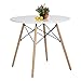 Aukronic Kitchen Dining Table Round Coffee Table Modern Leisure Wood Tea Table Office Conference Pedestal Desk - White