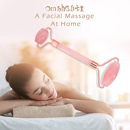 Rose Quartz Roller for Face - Anti Aging Massage Skincare Tool for All Skin Types, Rose Jade Facial Roller, Face Roller, Facial Massage Roller