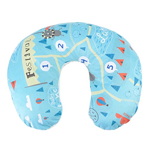 BORITAR Festival Nursing Pillow Slipcover Minky for Boys and Girls, Super Soft Classic Nursing Pillow Cover with White Dotted Backing, Blue