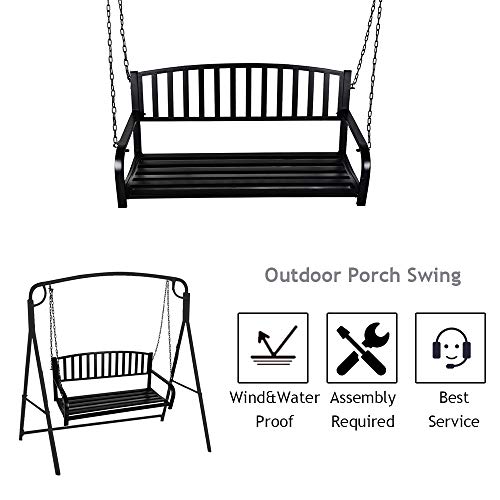 USSerenaY Outdoor Metal Hanging Patio Porch Swing Metal Porch Swing