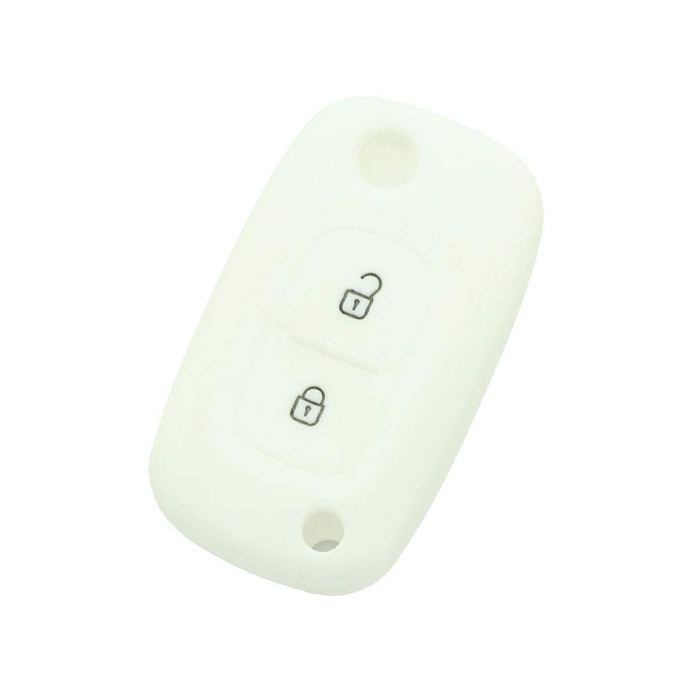 BROVACS Silicone Cover Protector Case Holder Skin Jacket Compatible with RENAULT 2 Button Flip Remote Key Fob CV9352 White