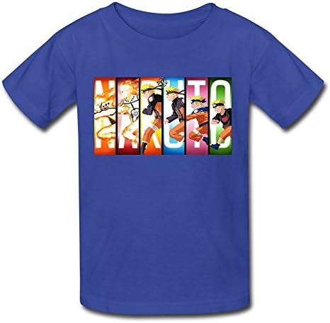 Ambom Youth Anime Naruto Kids Boys And Girls 100% Cotton T-Shirt M RoyalBlue