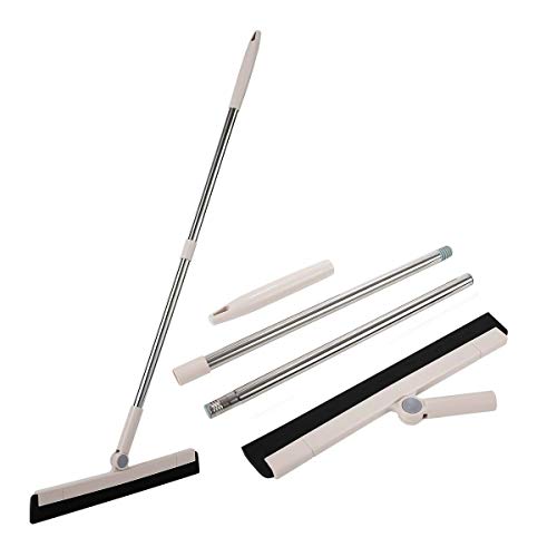 Removable Floor Squeegee Broom,Floor Squeegee Floor Wiper with 37 Inch Handle Stainless Steel Household Broom Cleaning Squeegee,Perfect for Wet Bathroom ,Pet Hair,Carpet,Tile,Pool Deck Sweeping Mop