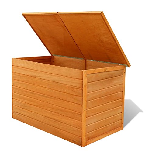 Festnight Wasserdichte Garten Aufbewahrungsbox Gartenbox Auflagenbox aus Holz 126 x 72 x 72 cm für Garten oder Terrasse – Bild 4
