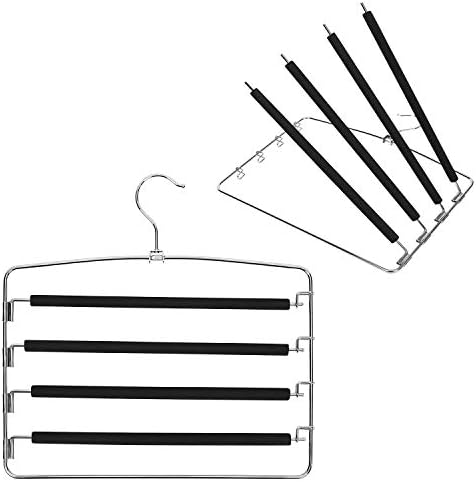 UTOVME 4 Tier Jeans Trouser Skirt Scarf Hanger, Swing Arm Slack with 2 Hook, Non-Slip, EVA Foam Padded, 2 PCS