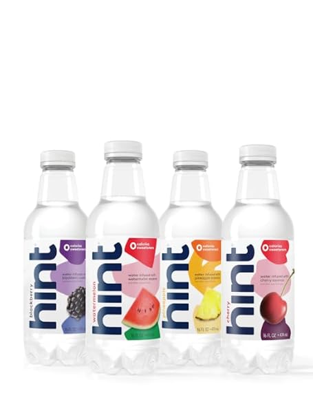 HINT WATER BEST SELLERS PACK, 3 BOTTLES EACH OF: WATERMELON, BLACKBERRY, CHERRY, AND PINEAPPLE, ZERO CALORIES, ZERO SUGAR AND ZERO SWEETENERS, 16 FL OZ (PACK OF 12)