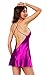 Dreamgirl Women's Enticingly Satin Charmeuse Chemise with Embroidery Detail