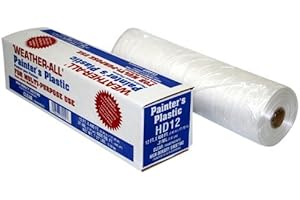 TRM Manufacturing HD12 Weatherall Painter's Plastic 0.31 Mil Clear Hi Density Sheeting, 1 Box of 400 Feet Long by 12 Feet Wide