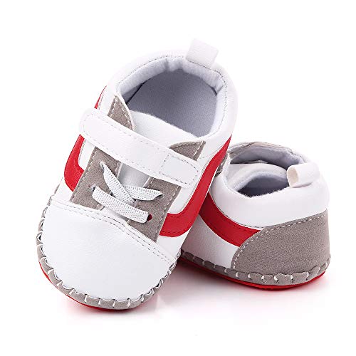 Lidiano Baby Boy Toddler Breathable Non Slip Rubber Sole Sneakers 0-18 Months (12-18 Months, Red)