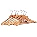 JS HANGER Wooden Suit Hangers, 6 Pack Extra-Wide Shoulder wood Coat Hangers with Non Slip Pant Bar, Extra Smooth and Splinter Free Natural Finish