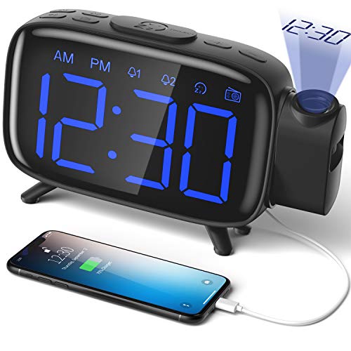 ELEHOT Projection Alarm Clock Radio Alarm Clock Digital Clock with