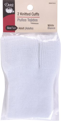 Dritz 55415-9 Adult Knitted Cuff, White, 2-Pack