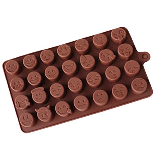 Emoji Emoticon Cake Moulds, ICASA 28 Cavity Smiley Silicone Candy Baking Chocolate Molds, Made of FDA quality silicone, 2 Pack